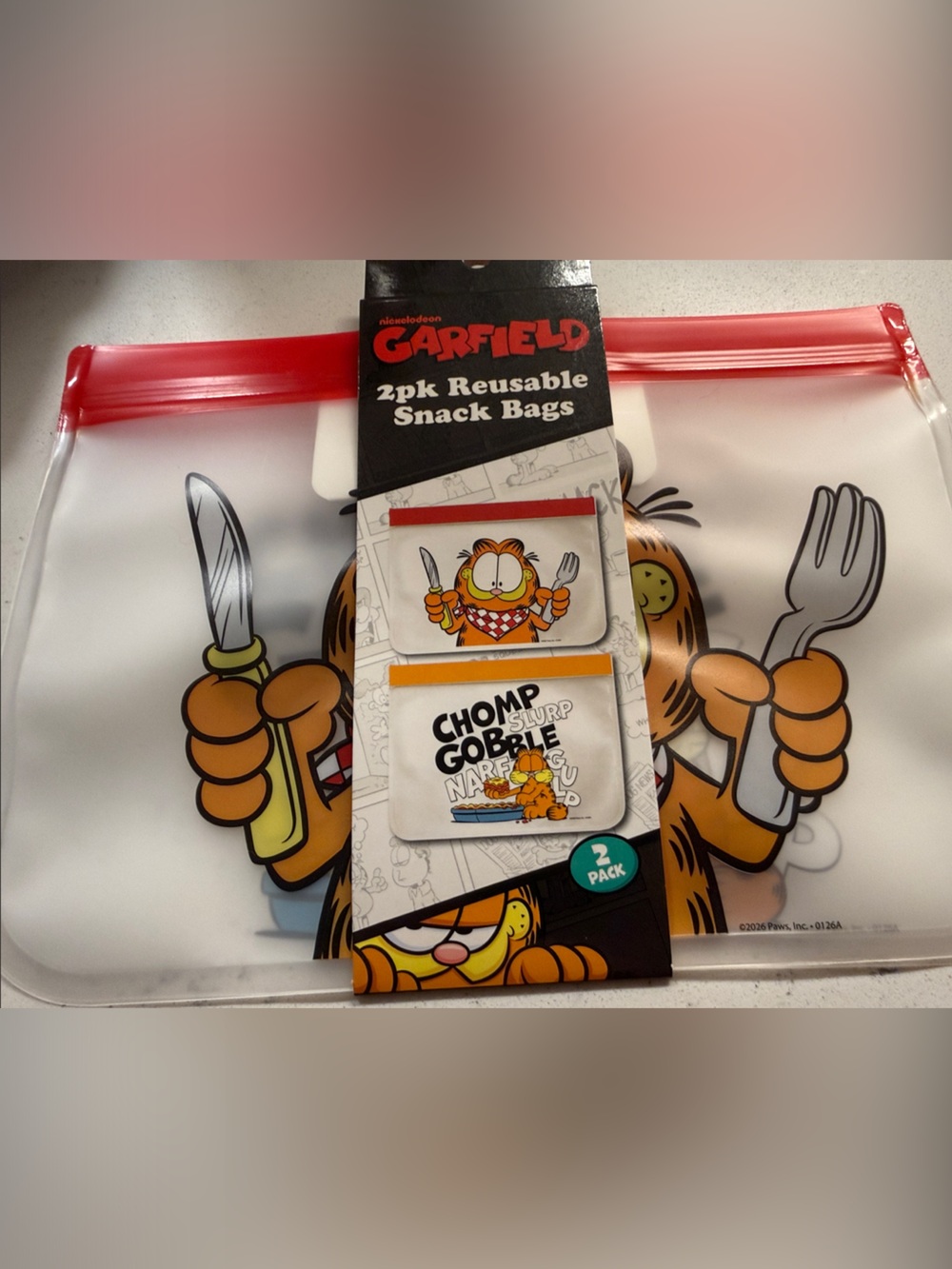 Reusable Snack Bags GARFIELD- 2 Pack BACK TO SCHOOL REUSABLE